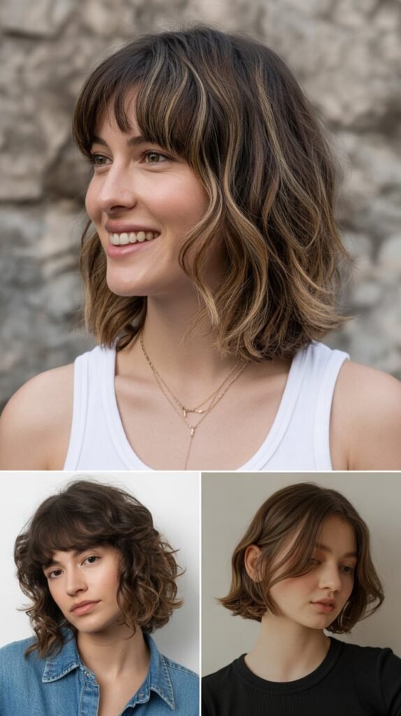 Layered Shoulder Cut With Bottleneck Bangs