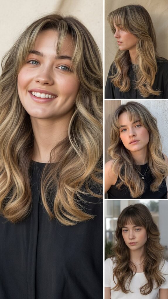 Layered Waves With Arched Bangs