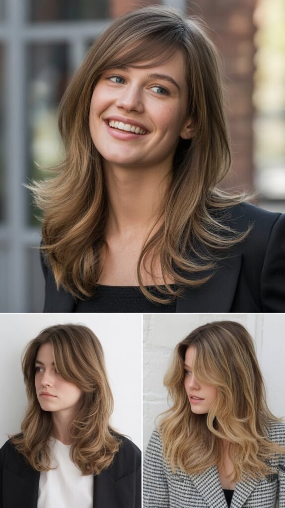 Long Layers With Side-Swept Bangs