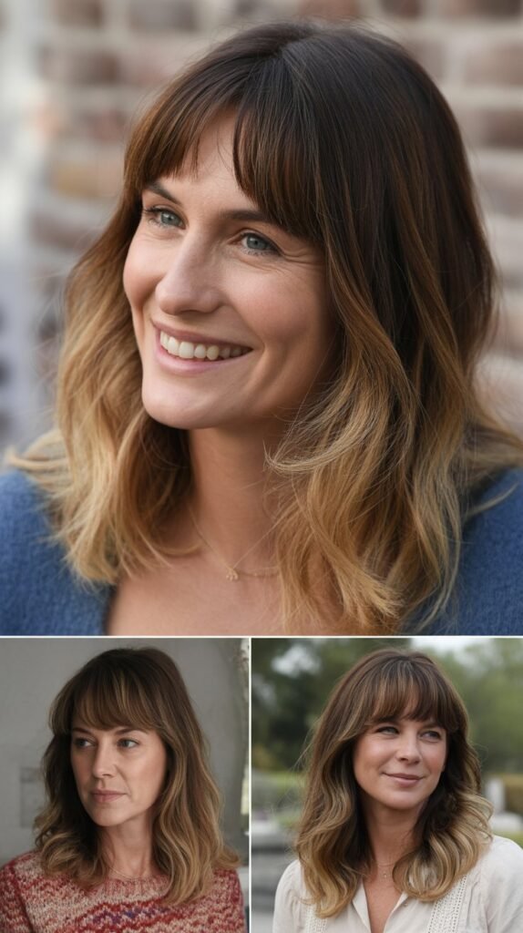Long Swooping Bangs with Ombre Color