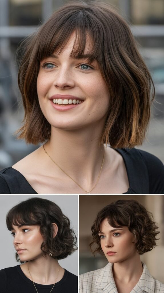  Medium Bob with Brow-Skimming Bangs