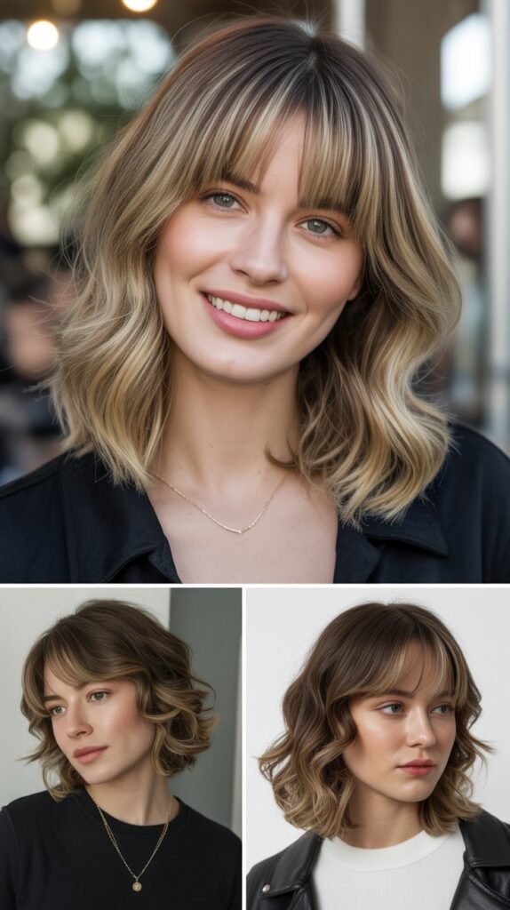  Money Piece Layers With Curtain Bangs