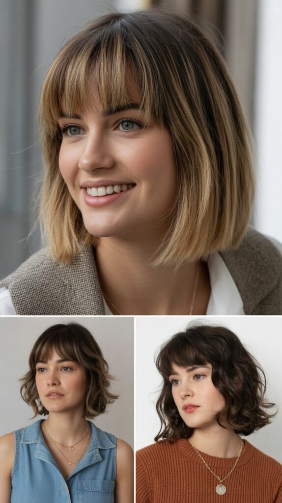 Piece-y Blunt Bangs with Medium Hair