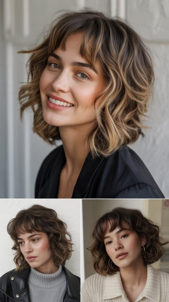 Piecey Curtain Bangs with Medium Textured Hair