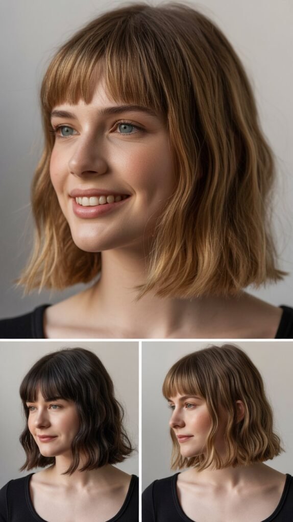 Piecey Straight Bangs with Blunt Medium Cut