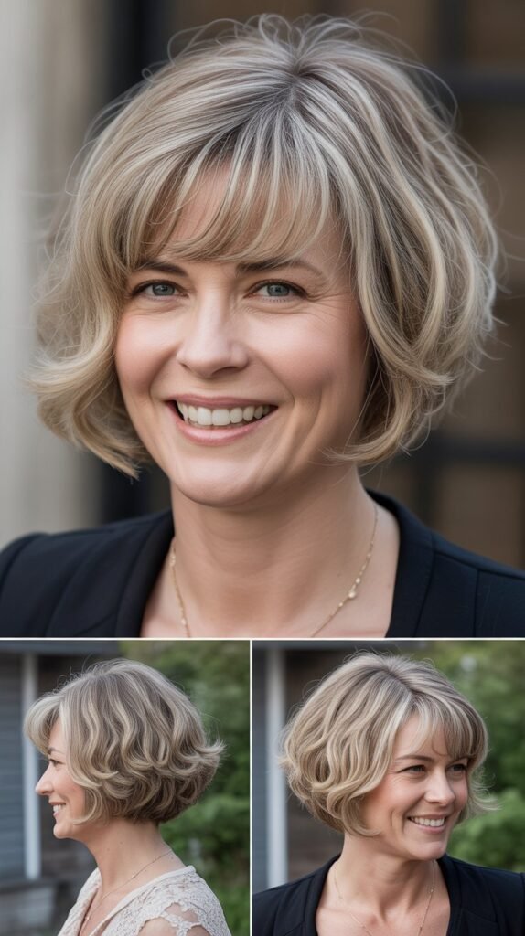 Rounded Bob with Curved Bangs