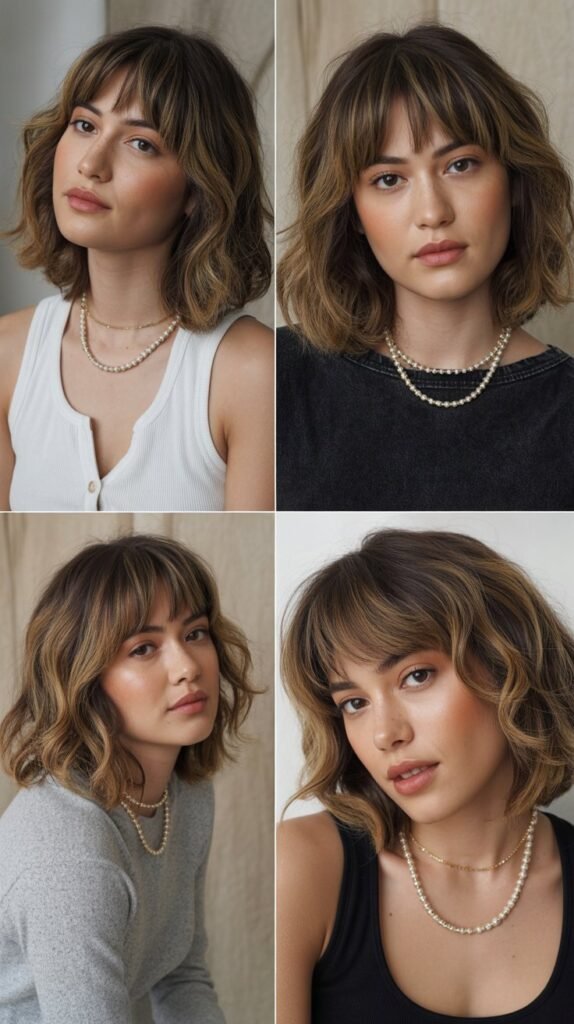 Rounded Curtain Bangs with Medium Hair