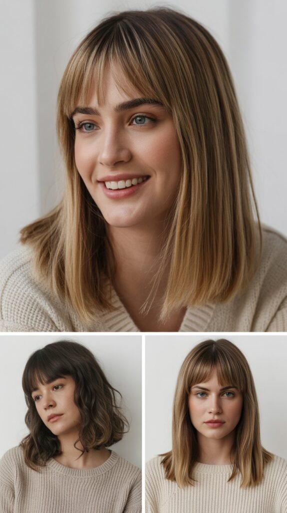 See-Through Bangs with Medium Straight Hair
