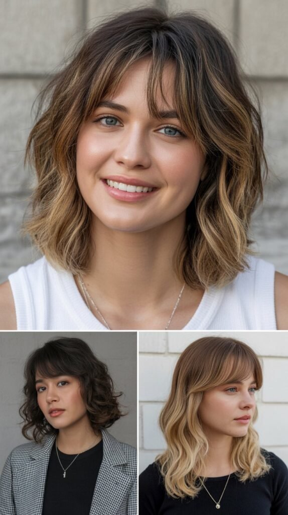 Shoulder-Grazing Layers With Choppy Bangs