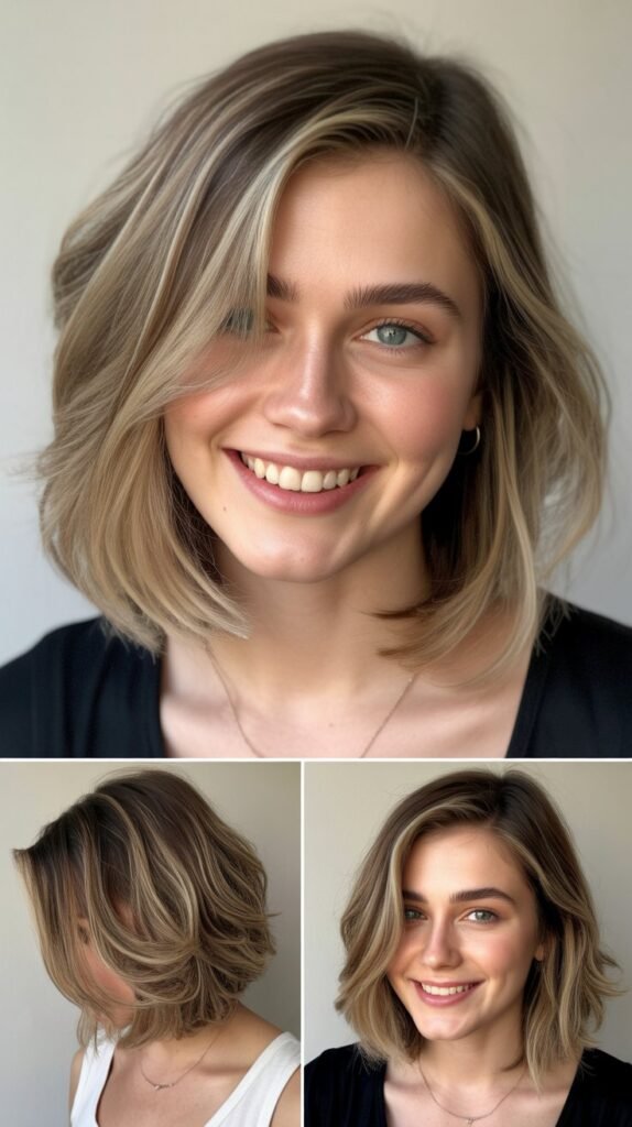  Side-Parted Layered Chin Bob