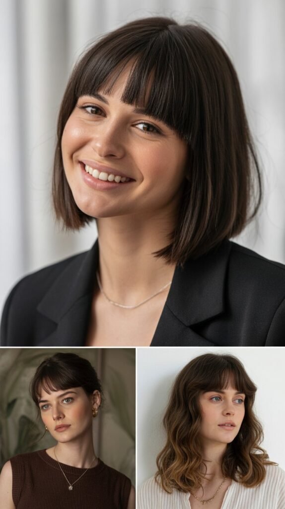 Sleek Collarbone Cut With Full Blunt Bangs