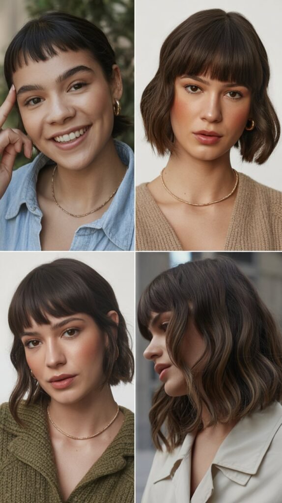 Sleek Lob With Straight Micro Bangs