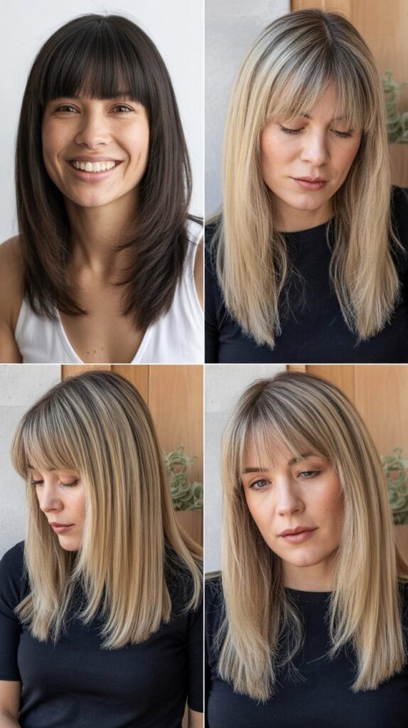 Sleek Straight Curtain Bangs