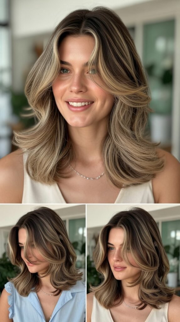 Soft Beveled Layers With Face-Framing Curtains