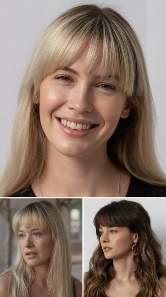 Soft Micro Bangs with Long Straight Hair