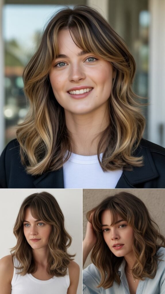 Soft U-Shaped Layers With Center Part Bangs