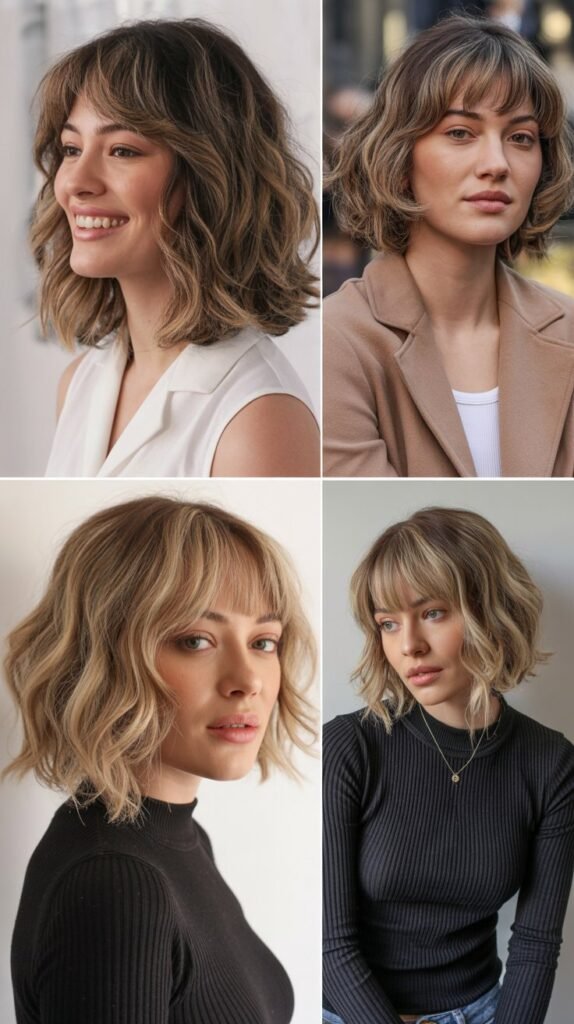 Textured Lob With Wispy Bangs