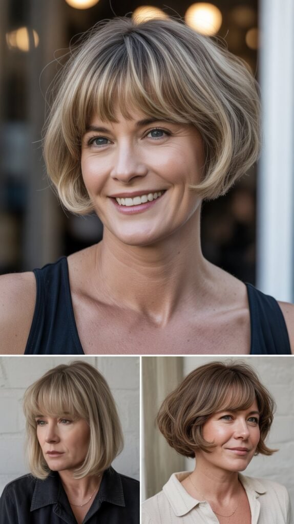 The Rounded Bob with Full Bangs