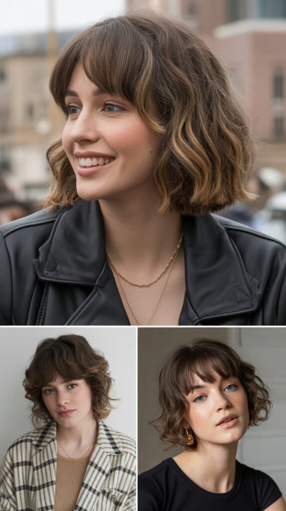 Thick Side-Swept Bangs with Medium Hair