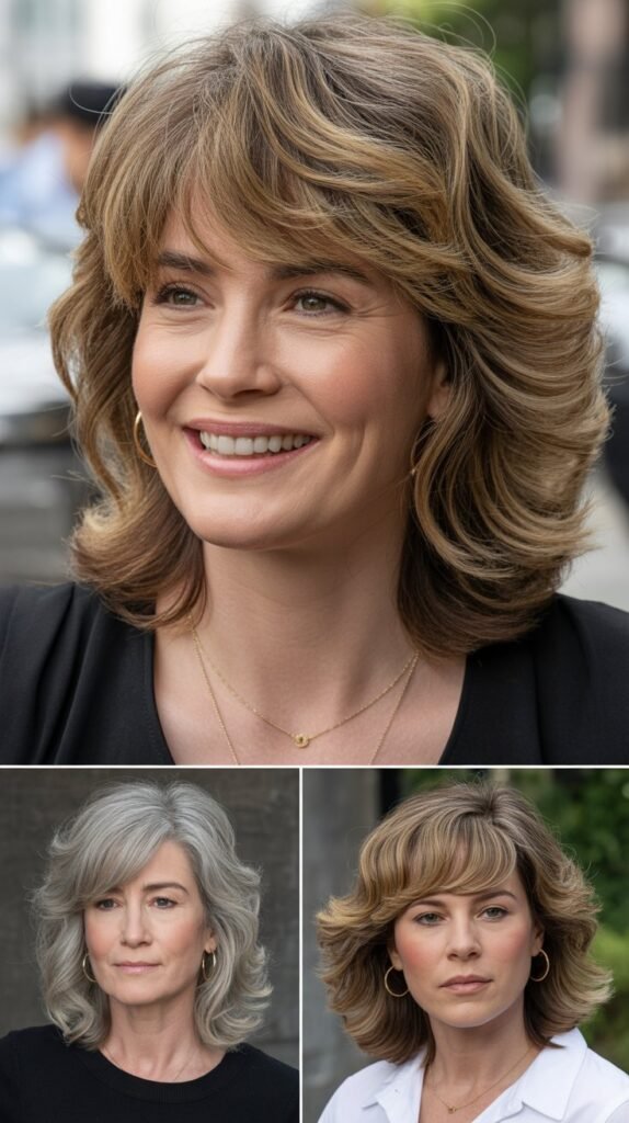 Voluminous Blown-Out Bangs