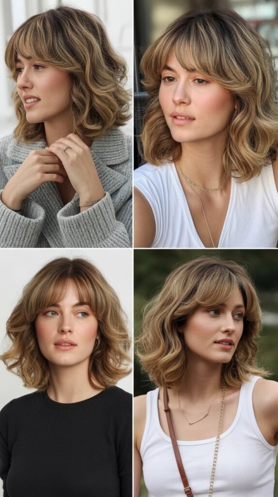 Voluminous Side-Swept Bangs with Medium Hair