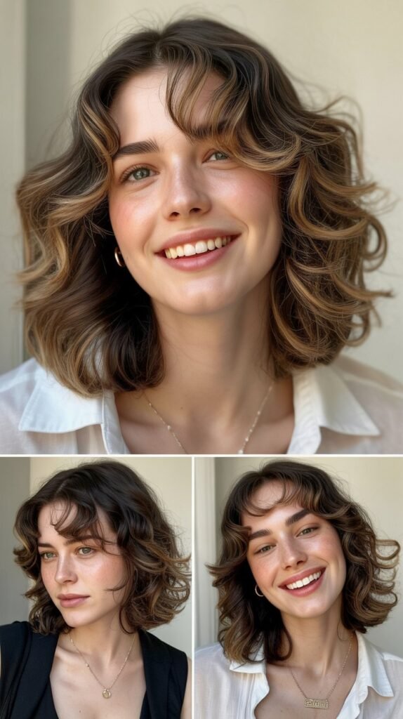 Wavy Collarbone Cut With Wispy Side Bangs
