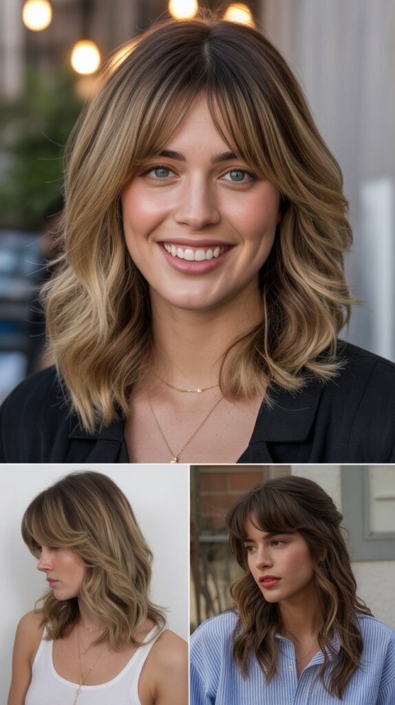  Wispy Side Bangs with Loose Medium Waves
