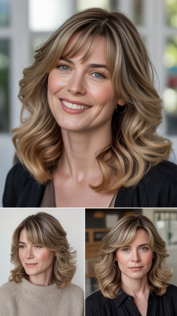  Wispy Side Bangs with Sleek Waves