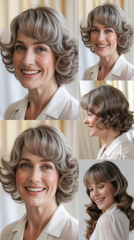 Swoopy Bangs with Romantic Curls