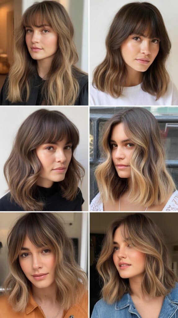 Curtain Bangs with Balayage Highlights