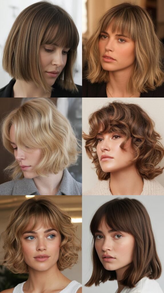  Long Bob with Curtain Bangs