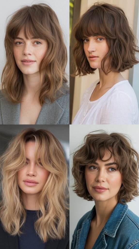Tousled Air-Dried Texture with Curtain Bangs