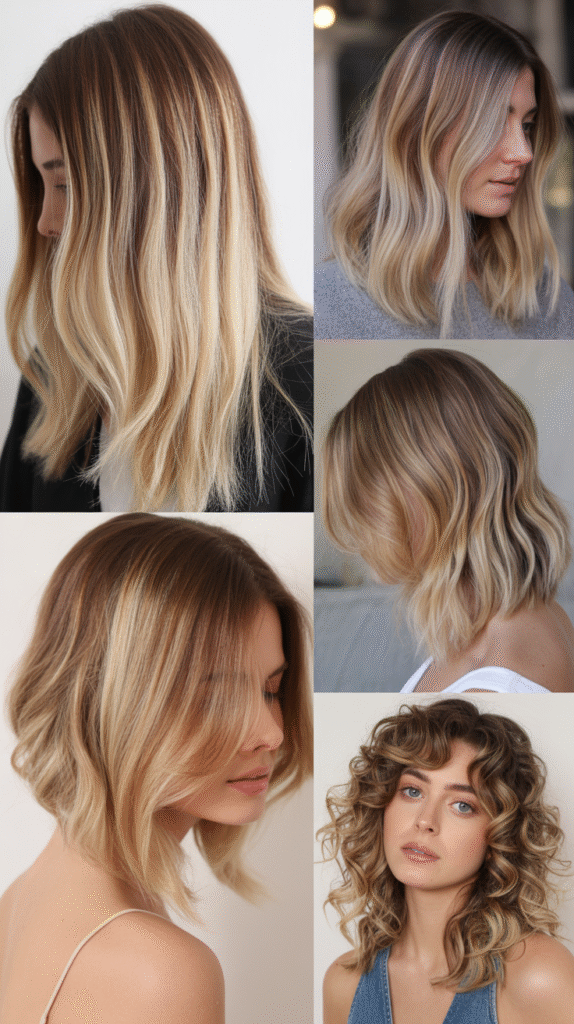 Champagne Balayage With Dark Roots