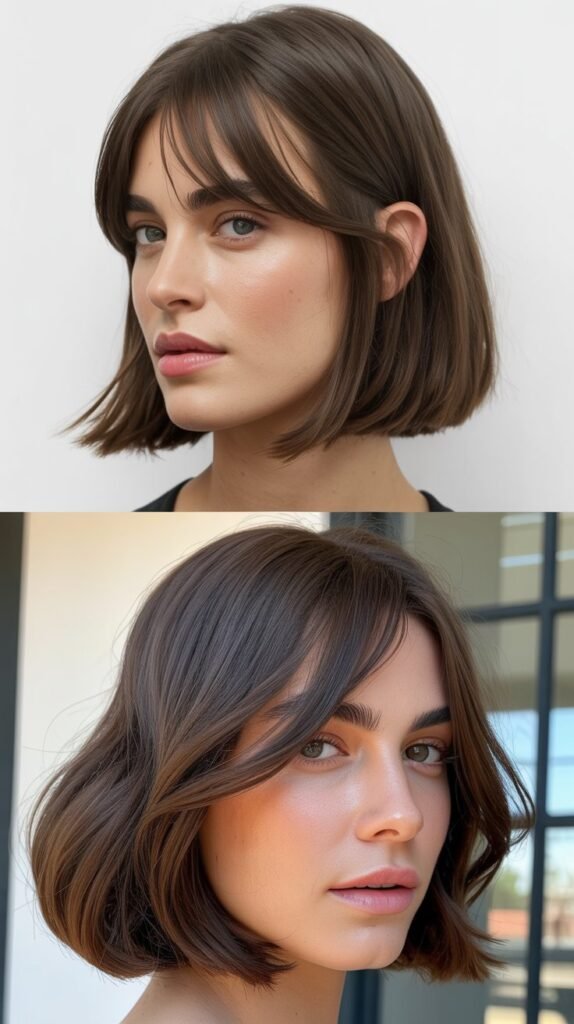 Sleek Low-Maintenance Bob with Long Easy Bangs