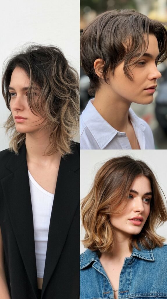 Wolf Cut with Middle Part