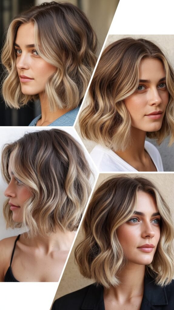Wavy Bob With Beachy Blonde Highlights