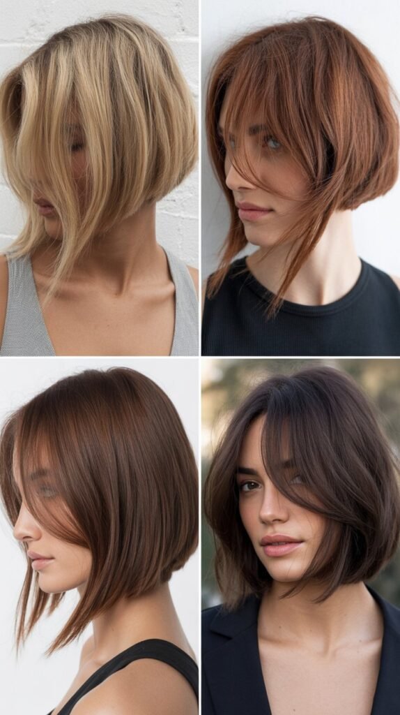  Asymmetrical Bob with Deep Side-Part Long Bangs