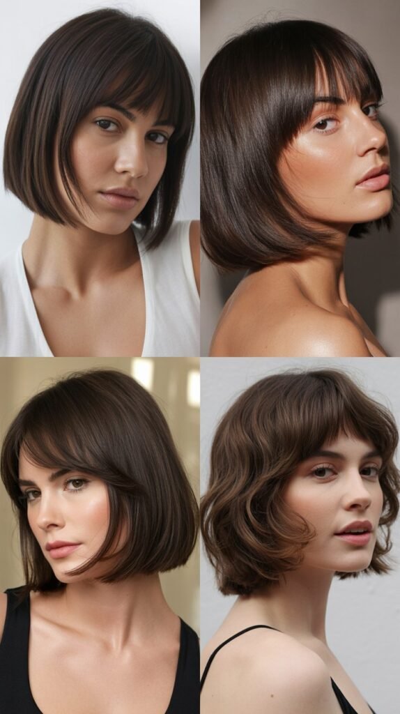 Sleek Lob With Tapered Bangs