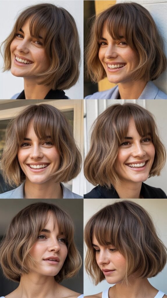Natural Angled Bob With Long Air-Dried Bangs