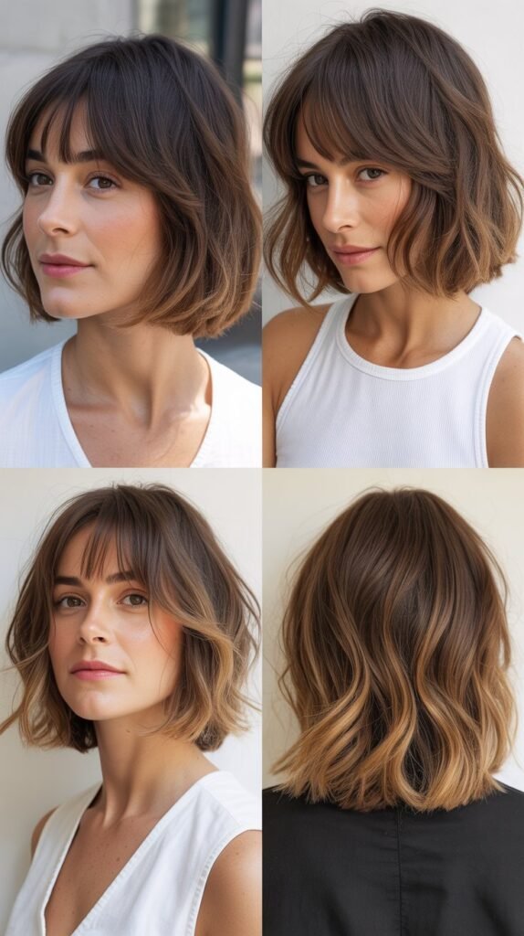 Layered Bob with Ombre and Wispy Bangs