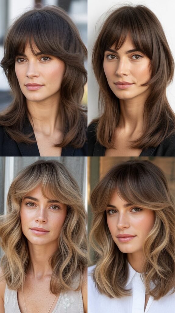  Feathered Layers With Bottleneck Bangs