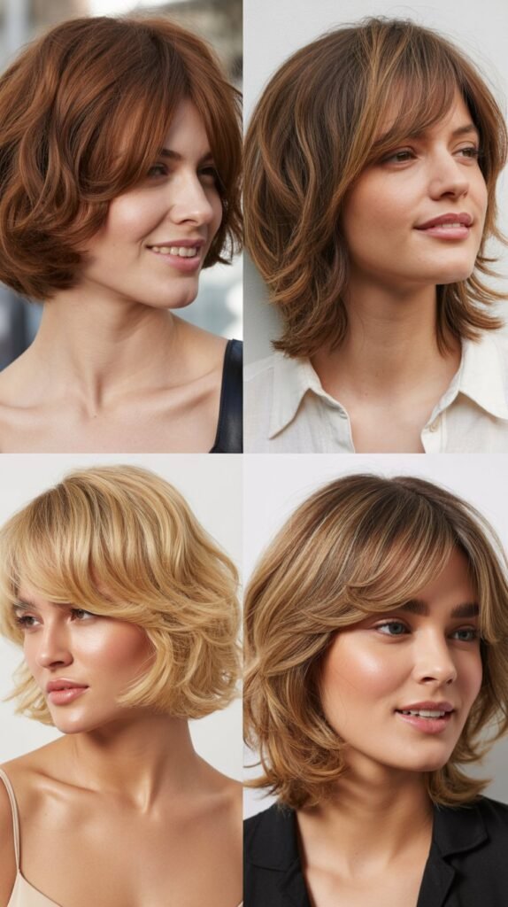 Shag with Feathered Side-Swept Bangs