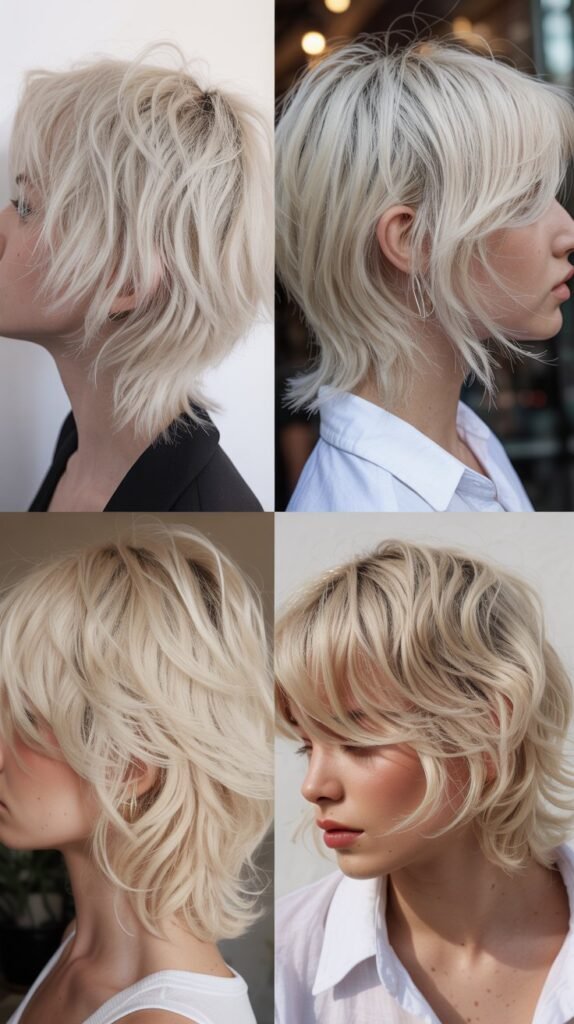  Wolf Cut with Platinum Blonde