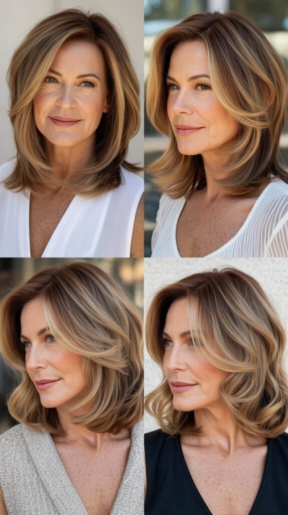Layered Lob with Face-Framing Highlights