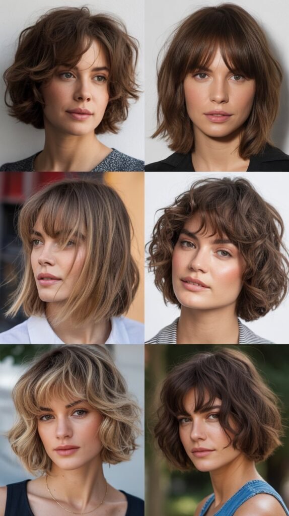 Textured Shaggy Bob with Wispy Bangs