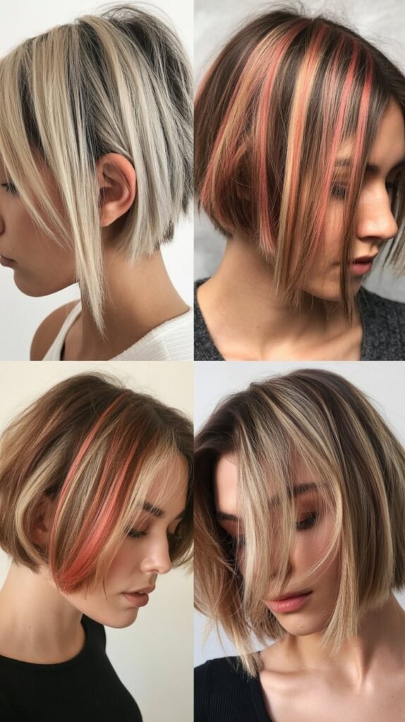  Asymmetrical Bob With Bold Highlights