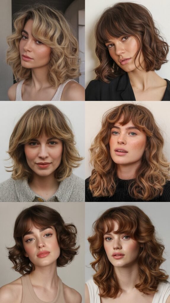  Shoulder-Length Waves with Bardot Bangs