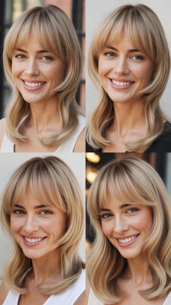  Rounded Bangs with Buttercream Blonde Shade