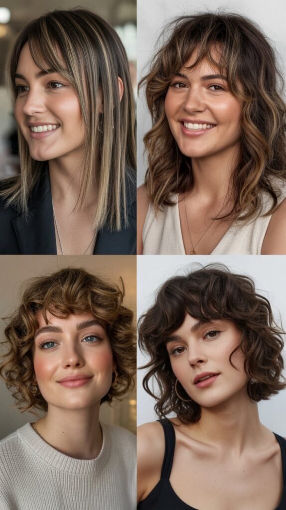  Medium Length With Piece-y Bangs