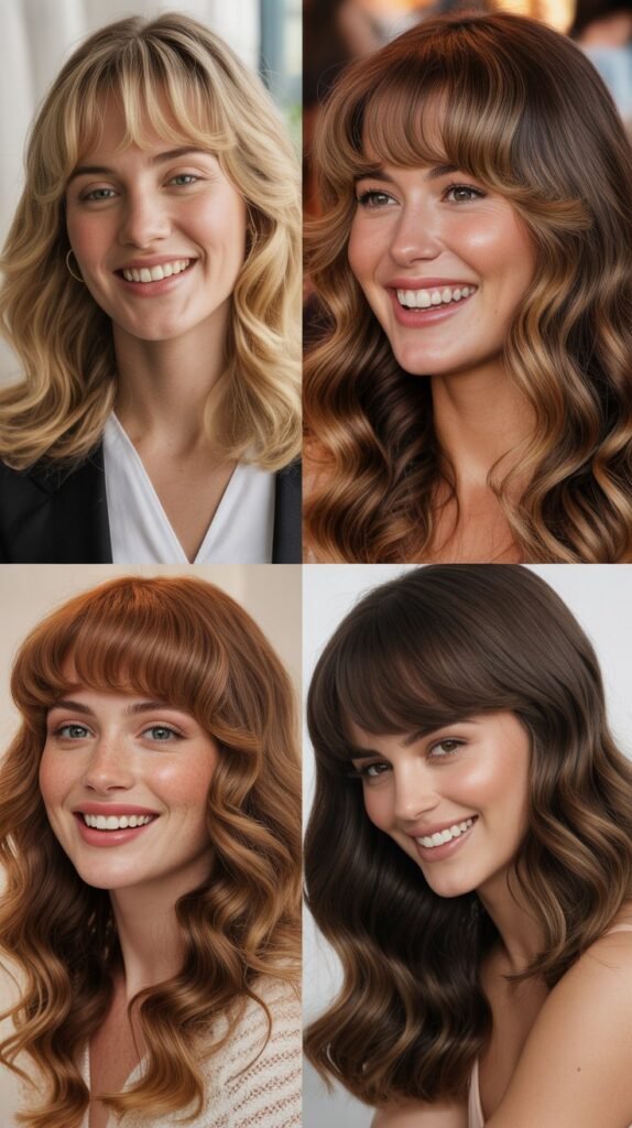 Straight Bangs with Wavy Lengths